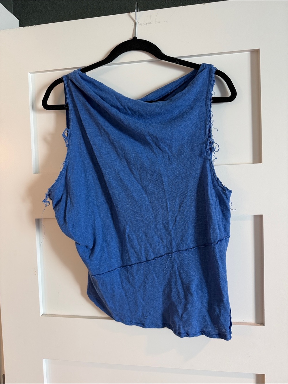 Free People Blue Sleeveless Draped Tank Top